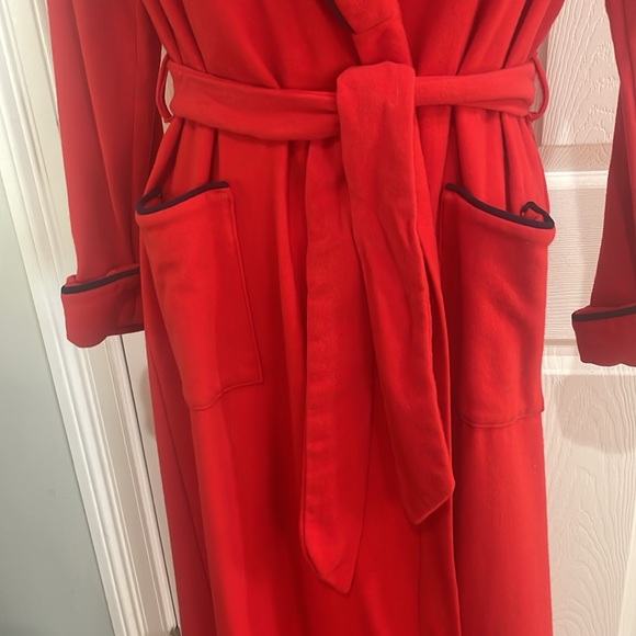 Vintage 80’s Harrods pure new wool red long maxi robe bathrobe women’s size XS - Picture 3 of 13